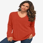 Plus Size Drop Needle V-Neck Lightweight Sweater Knit image number null