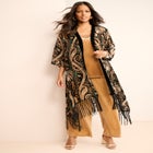 Plus Size Burnout Velvet Fringe Duster image number null
