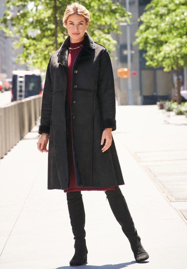 Faux Shearling Midi Coat image number 4