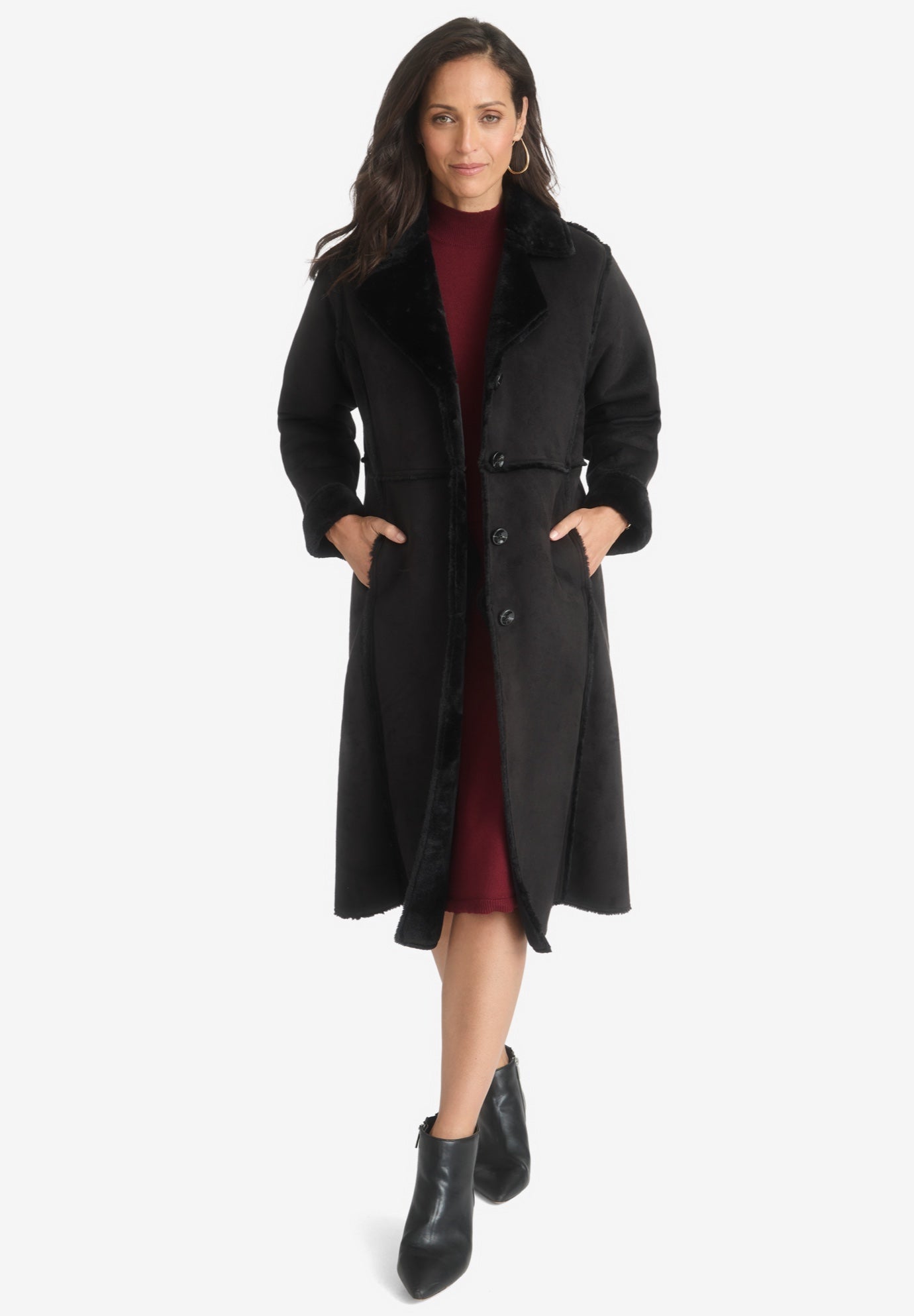 Faux Shearling Midi Coat image number 0
