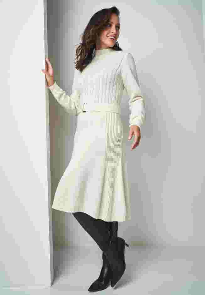 Belted Cable Sweater Dress image number 1