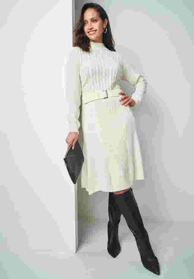 Belted Cable Sweater Dress image number 0