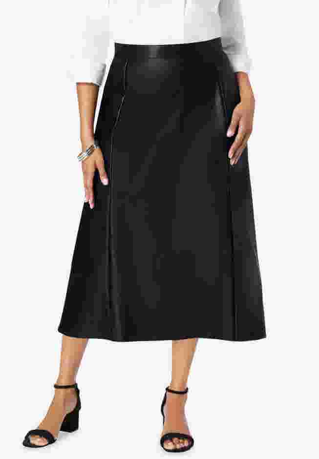 Faux Leather Midi Skirt image number 0