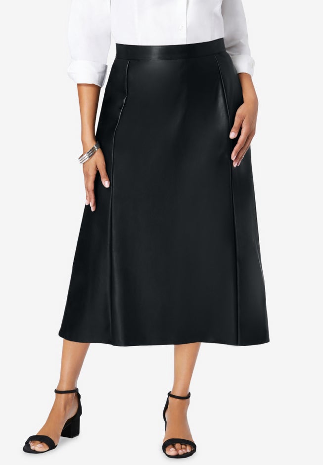 Faux Leather Midi Skirt image number null