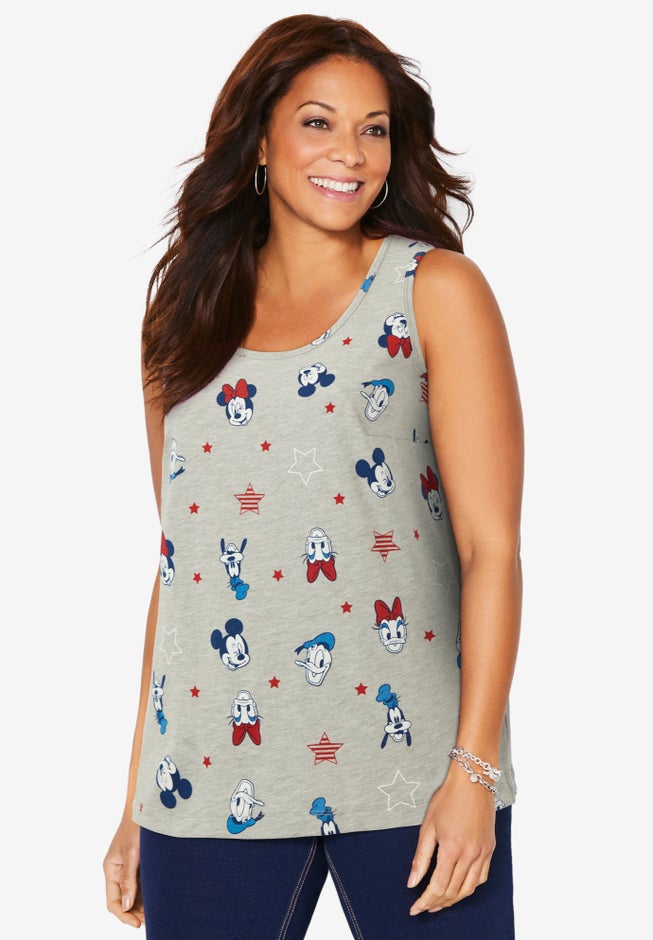 Red, White & Blue Allover Print Mickey Tank image number null