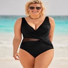 Knotted Mesh One Piece Swimsuit image number null