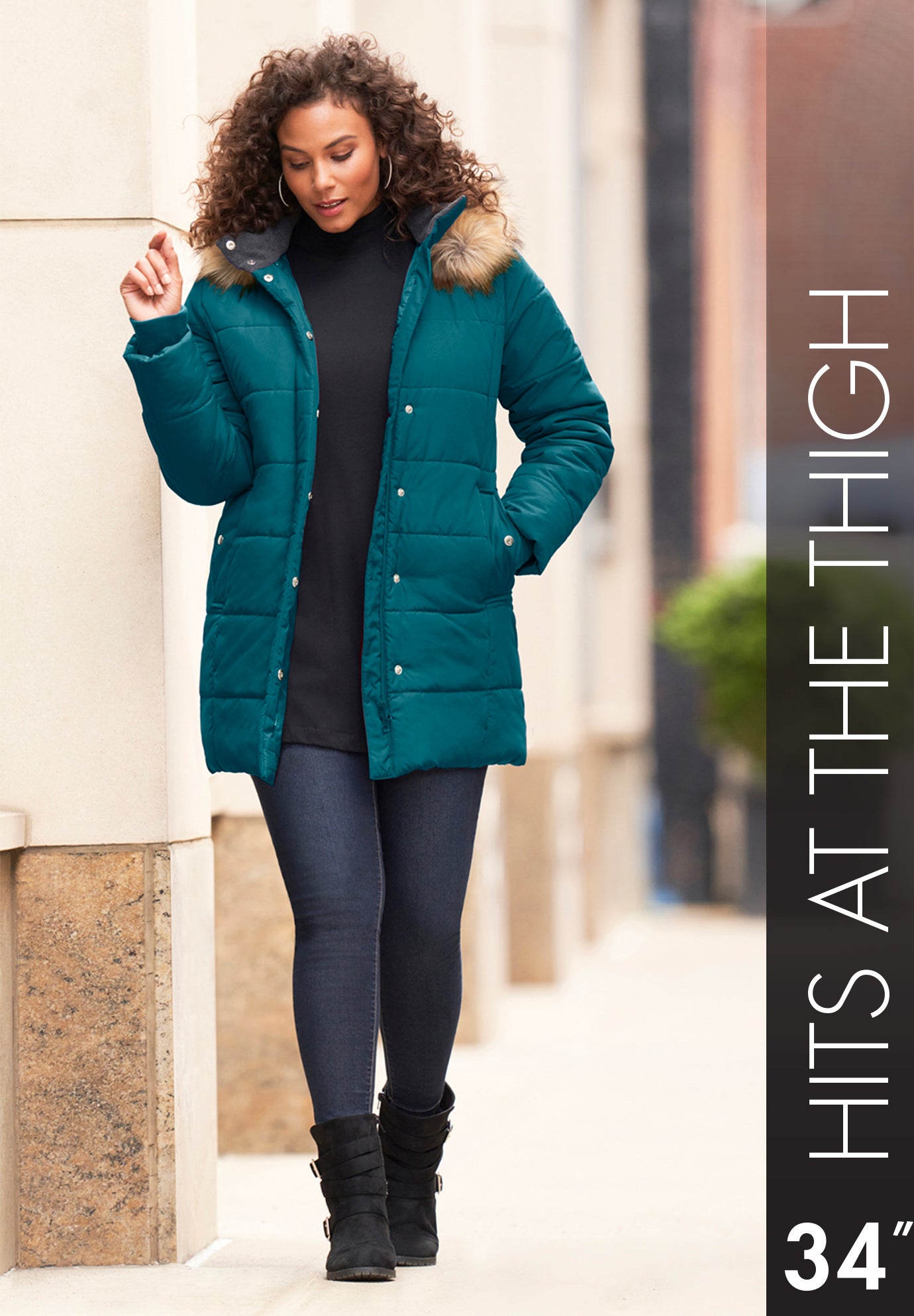 Plus Size Classic Length Puffer Coat image number 3