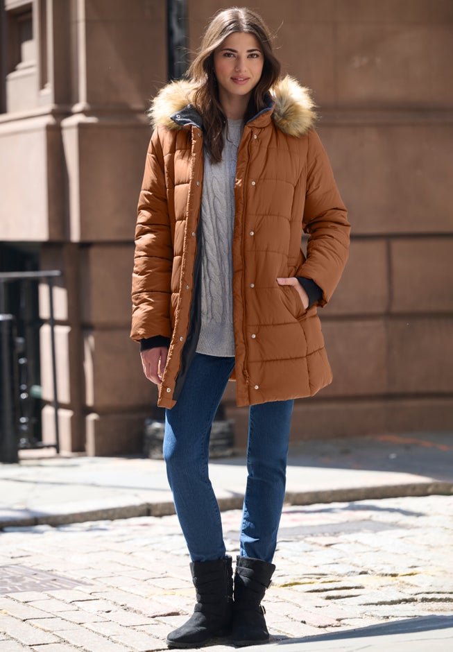 Plus Size Classic Length Puffer Coat image number 0