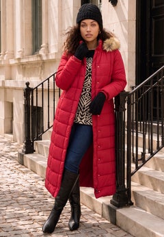 Plus Size Maxi Length Puffer Coat