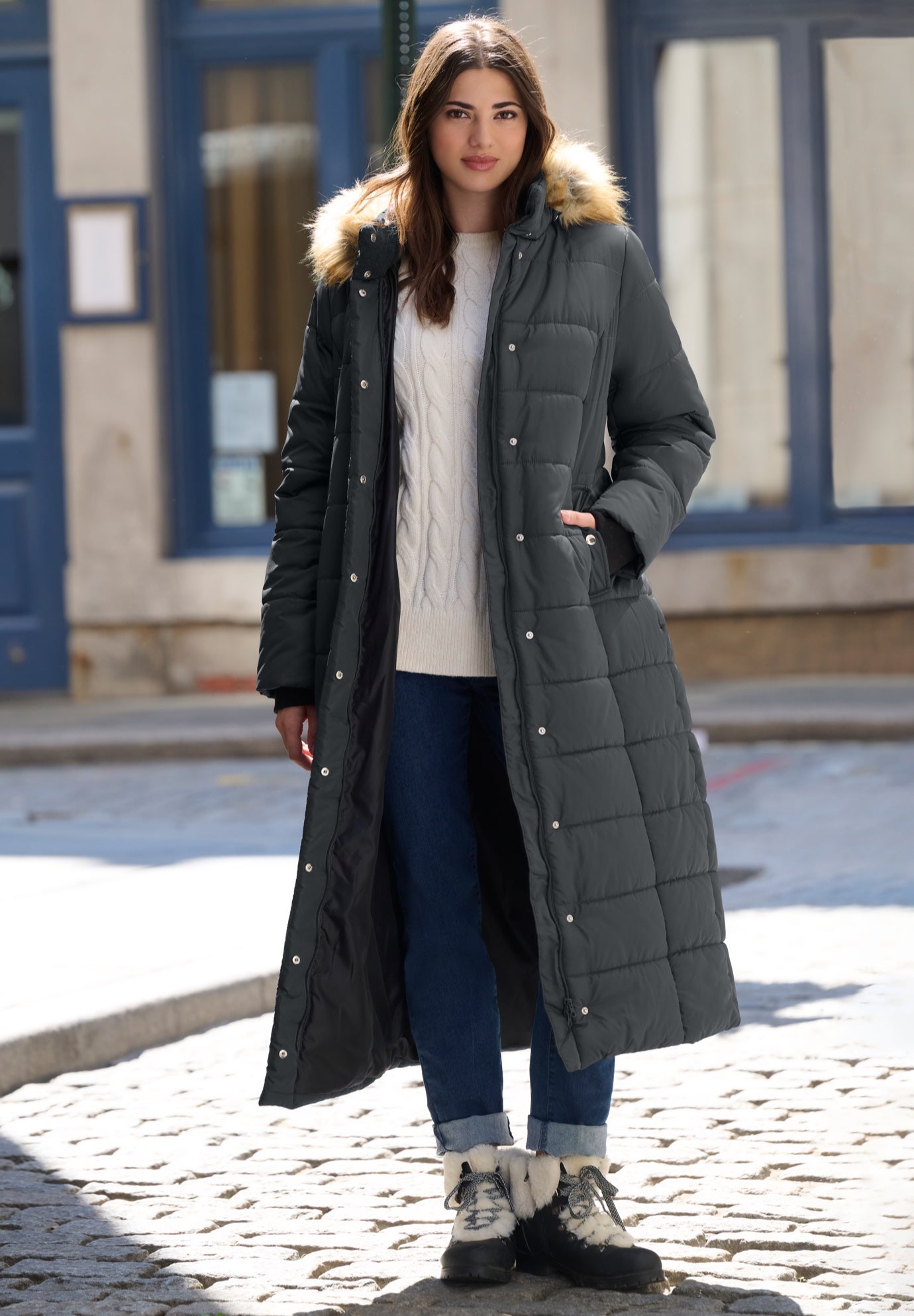 Plus Size Maxi Length Puffer Coat image number 0