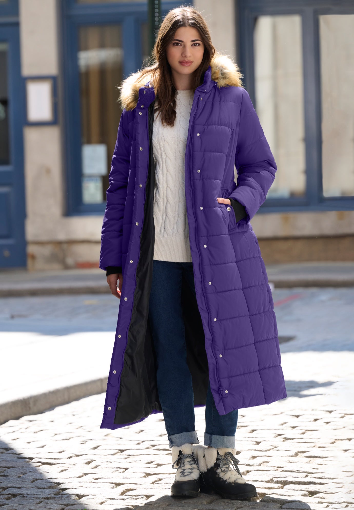 Plus Size Maxi Length Puffer Coat image number 0