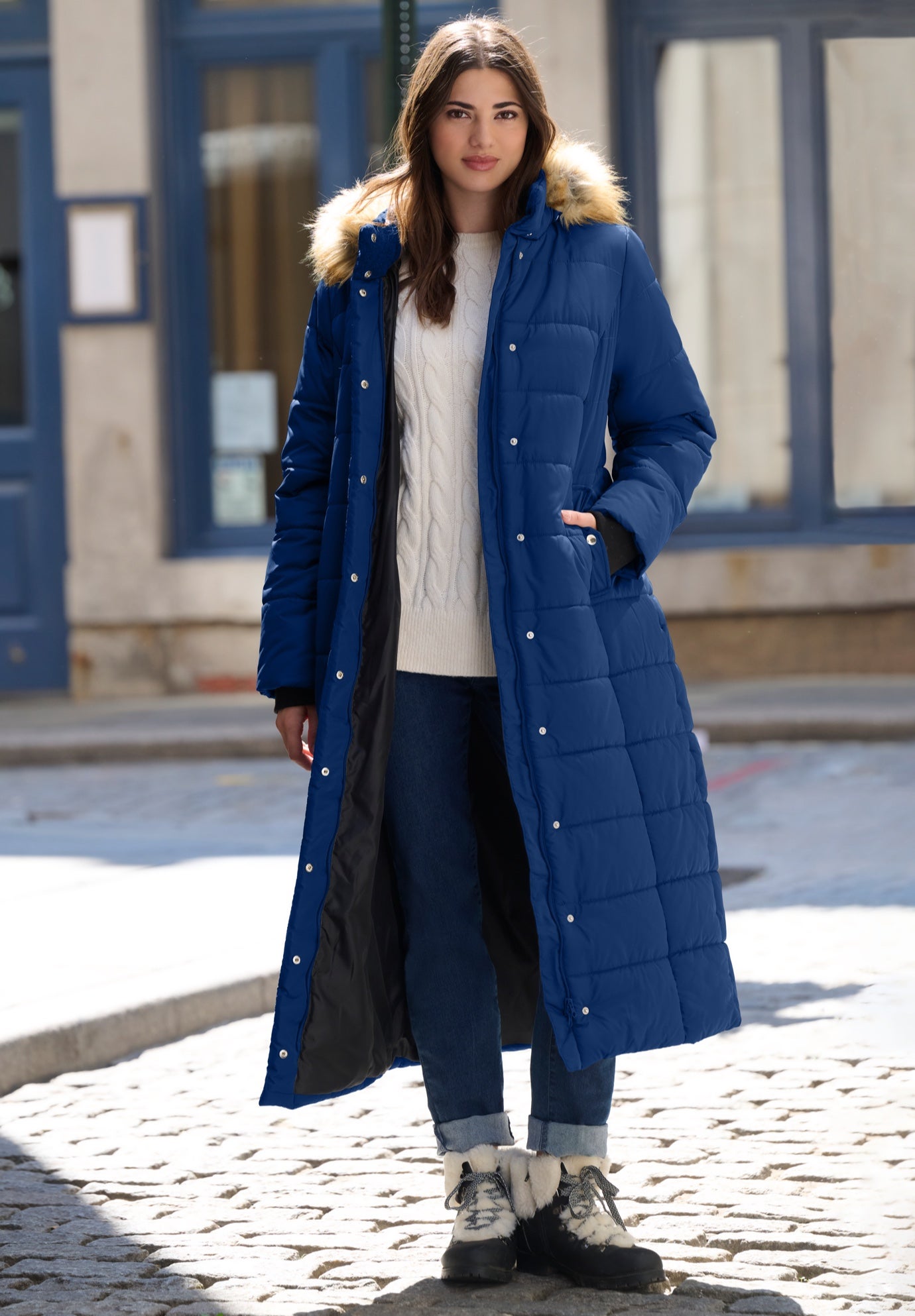 Plus Size Maxi Length Puffer Coat image number 0