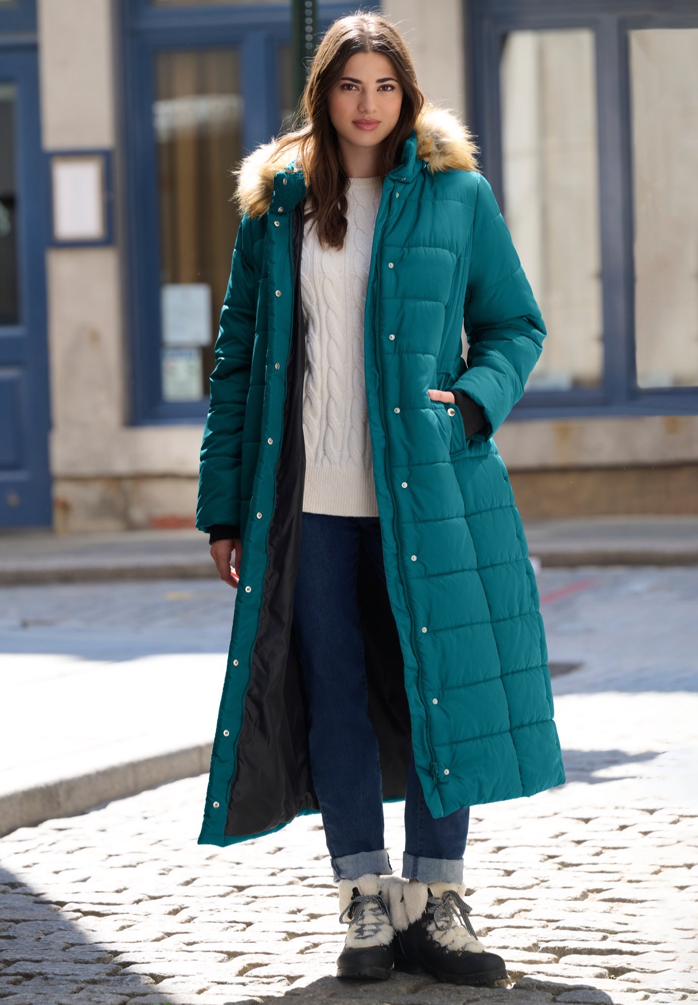Plus Size Maxi Length Puffer Coat image number 0