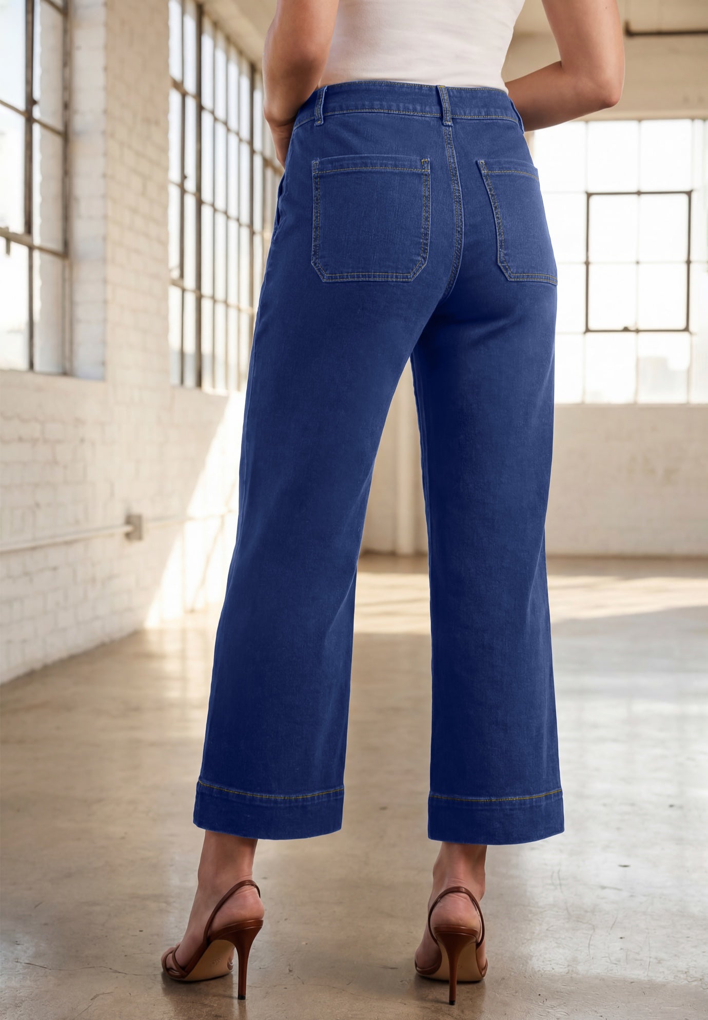 Plus Size Knit Flared Ankle Length Jean image number 1