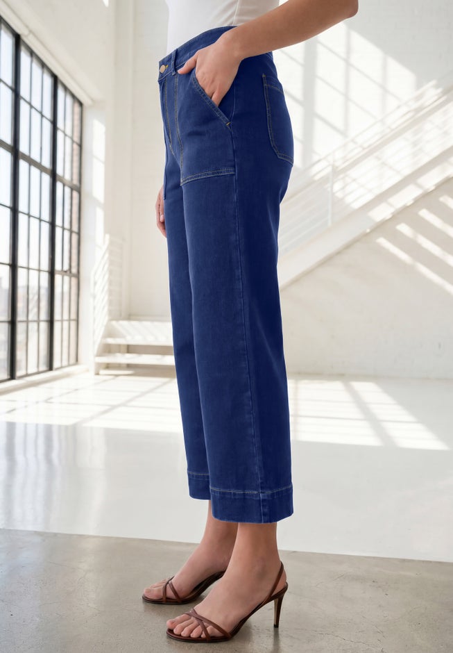 Plus Size Knit Flared Ankle Length Jean image number 2