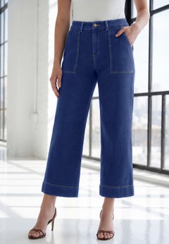 Utility Flare Ankle Pants with Button Fly Waistband
