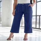 Plus Size Knit Flared Ankle Length Jean image number null