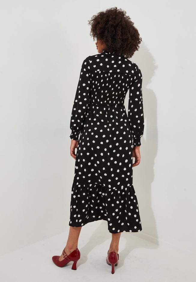 Long Sleeve Smocked Midi Dress image number 3