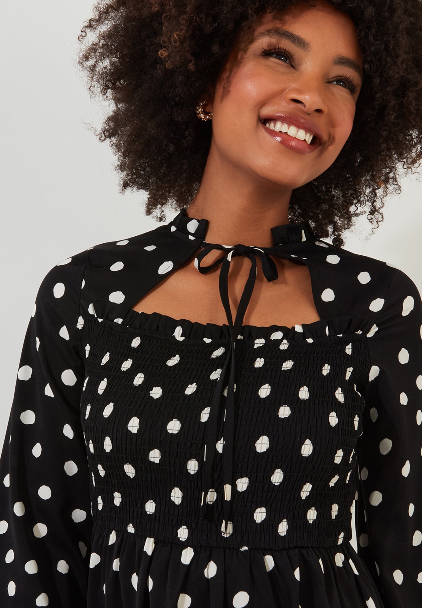 Long Sleeve Smocked Midi Dress image number 6