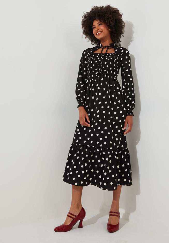 smocked midi dress long sleeve Smocked Long Sleeve Midi Dress
