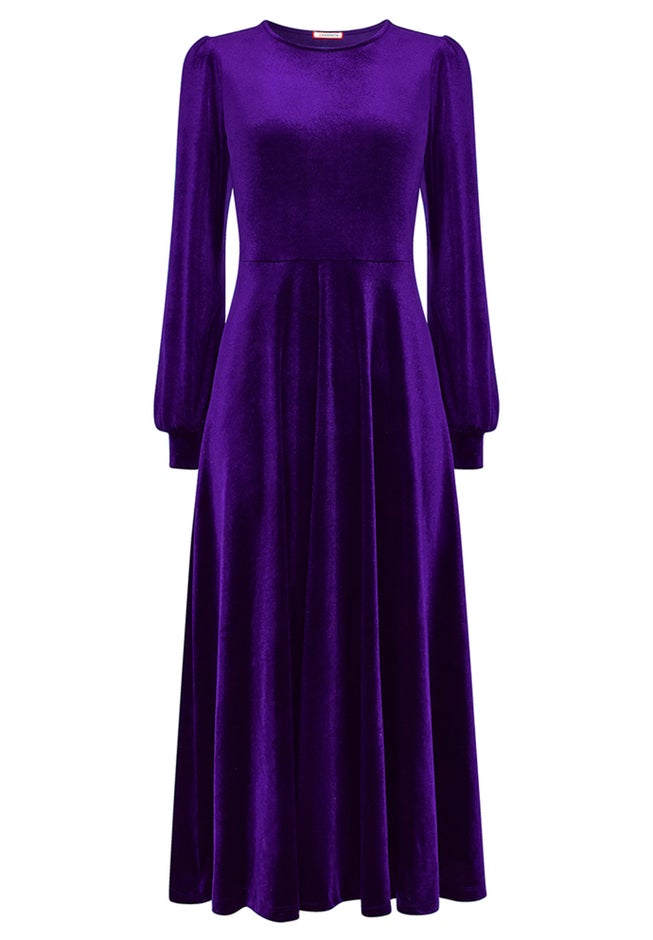 Crew Neck Velvet Midi Dress image number 1