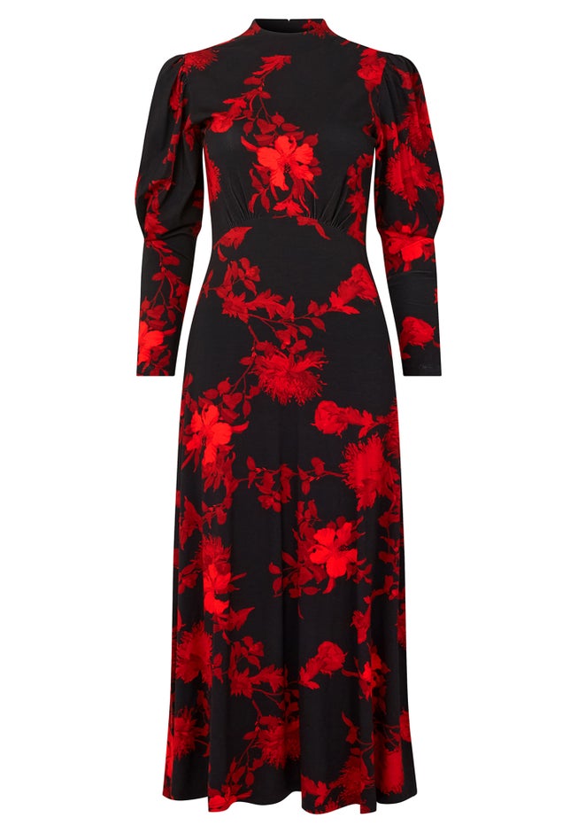 Stretch Knit Mockneck Maxi Dress image number 1