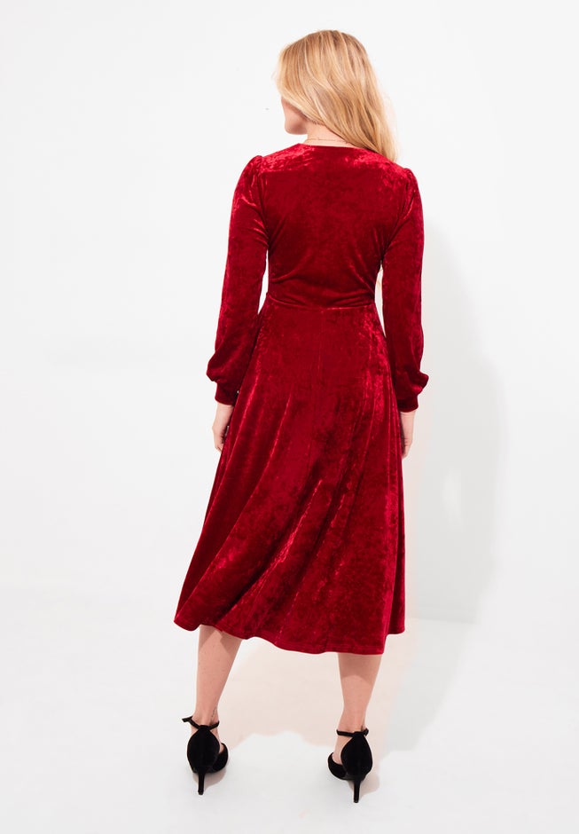 Crushed Velvet Midi Dress image number 4