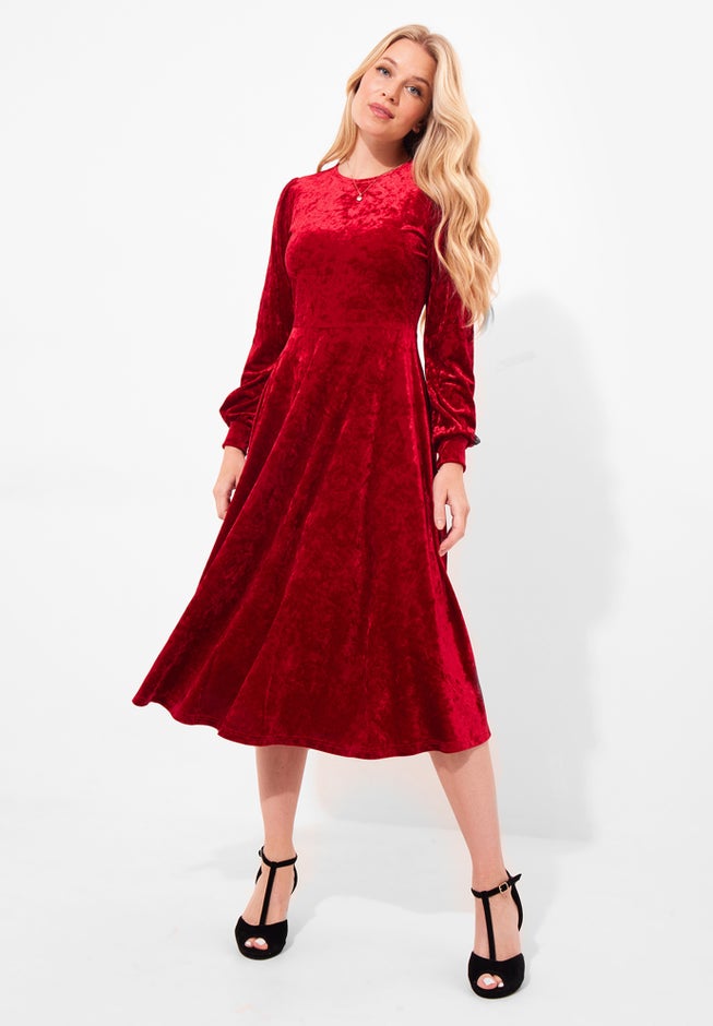 Crushed Velvet Midi Dress image number 0