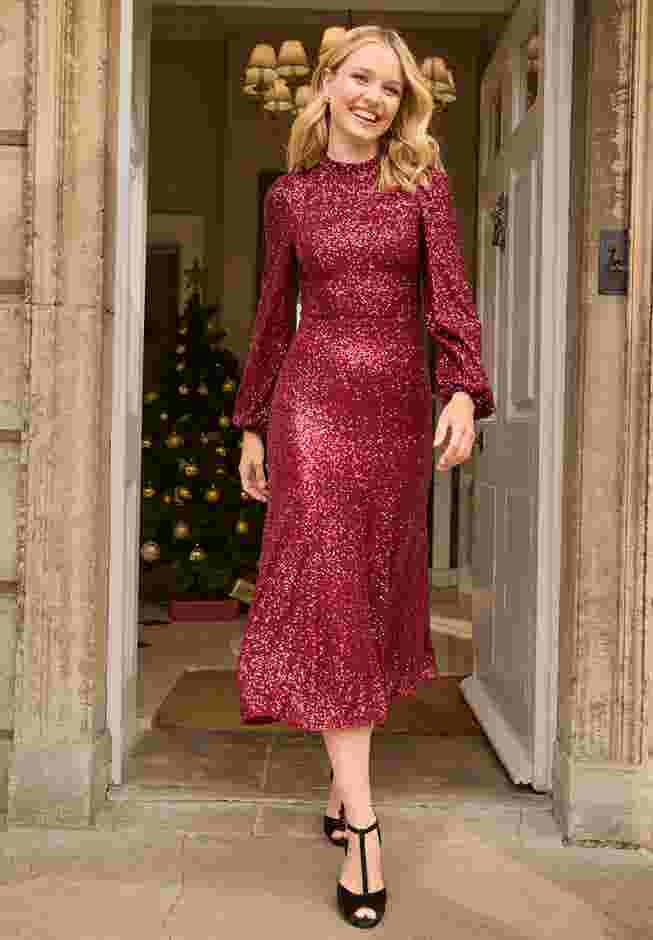 A-Line Sequin Midi Dress image number 2
