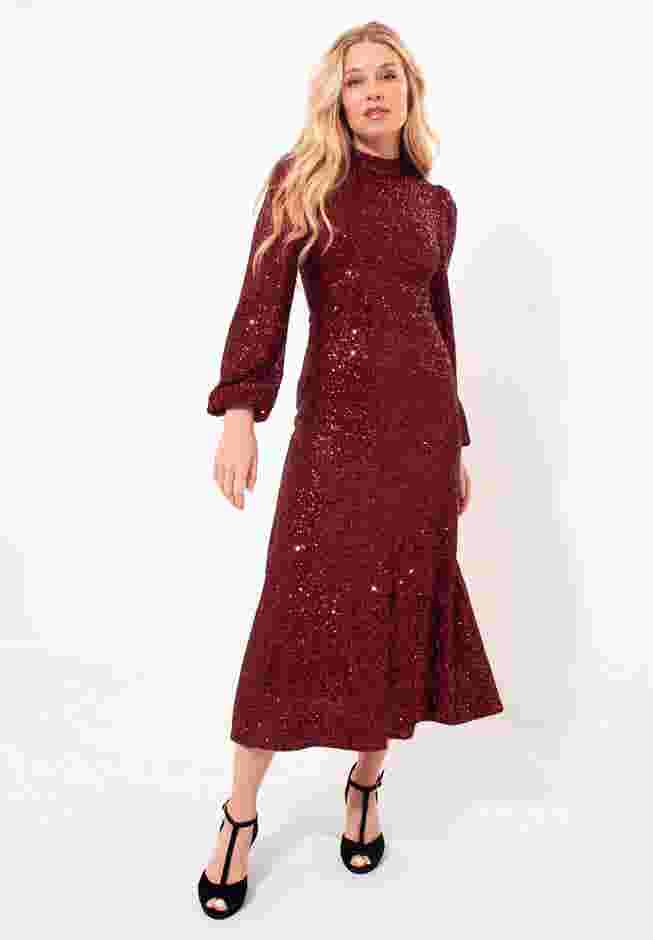 A-Line Sequin Midi Dress image number 3