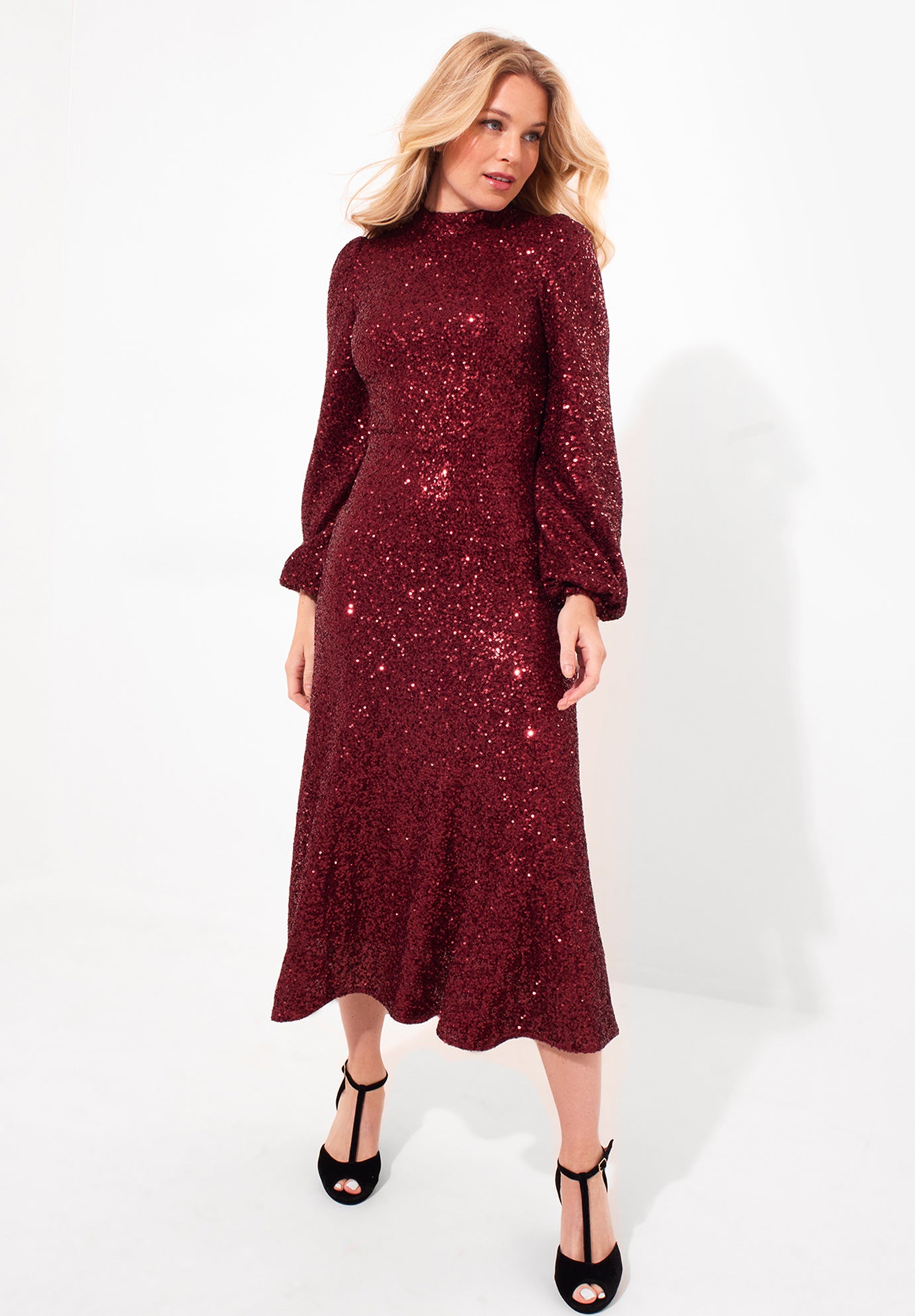 A-Line Sequin Midi Dress image number 0