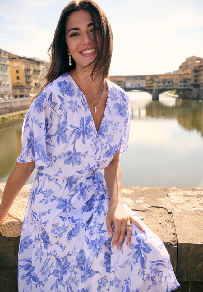 Chiffon Kimono Sleeve Maxi Dress image number 1