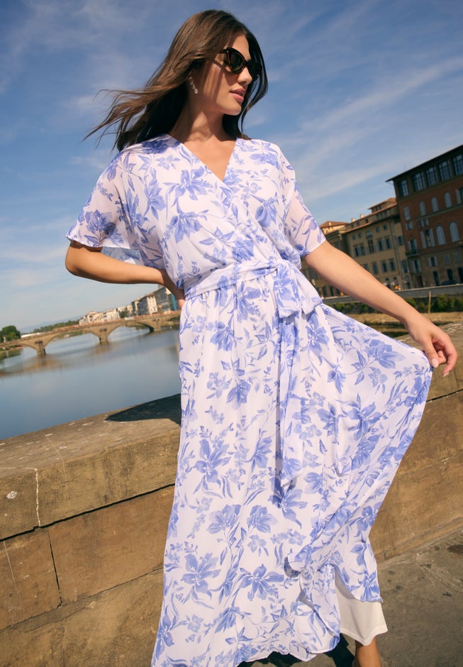 Chiffon Kimono Sleeve Maxi Dress image number 2