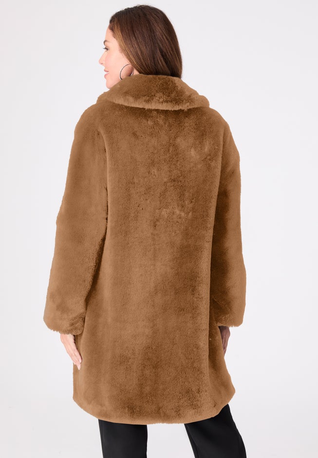 Plus Size Mid-Length Luxe Faux Fur Coat image number 1