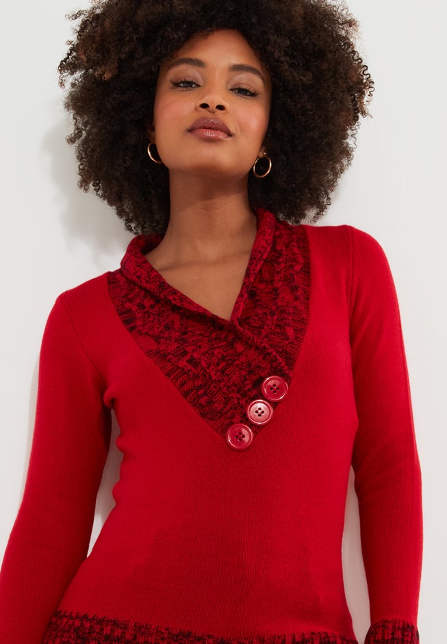 Button Cable Sweater image number 4