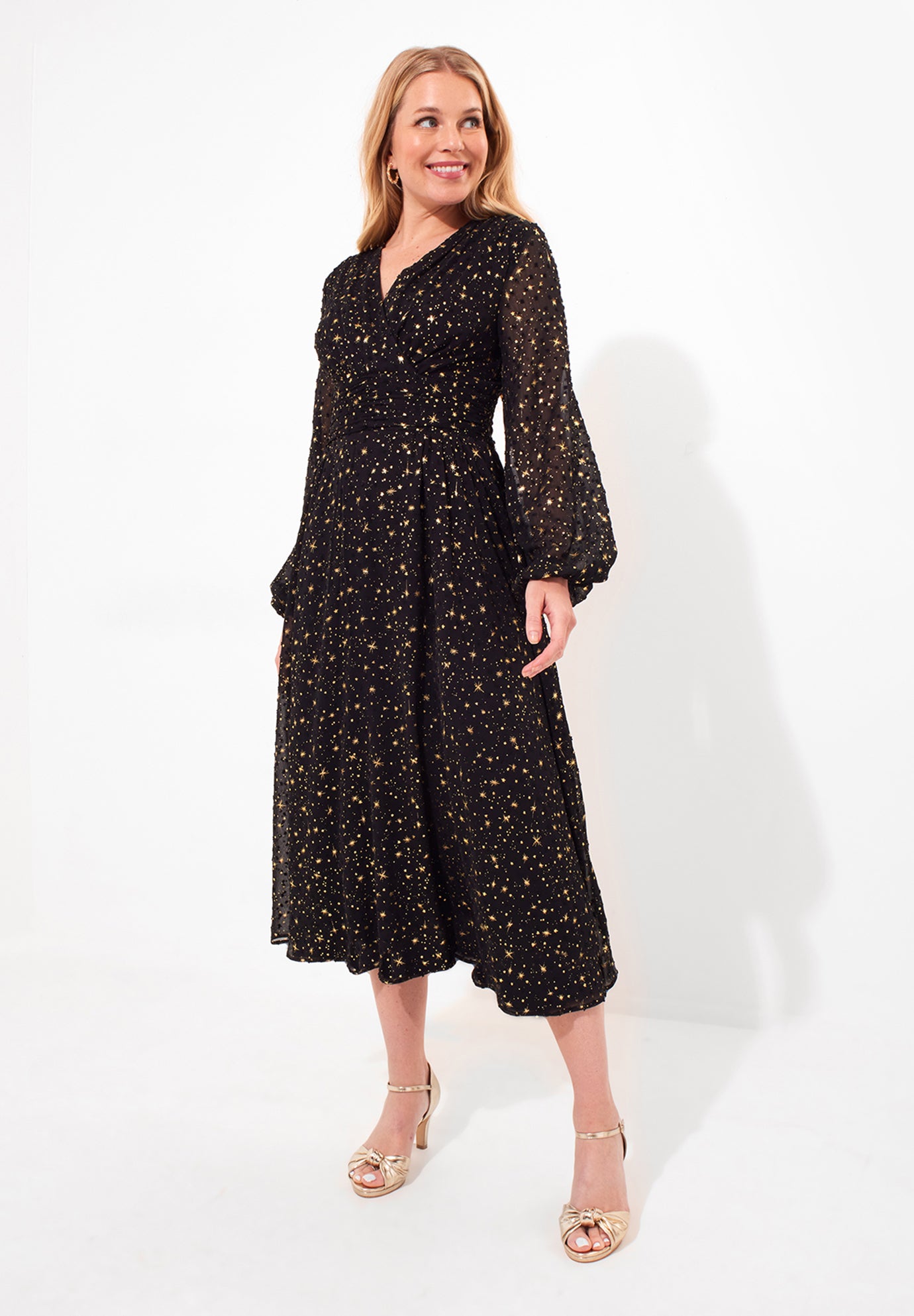 Starry Georgette Midi Dress image number 3