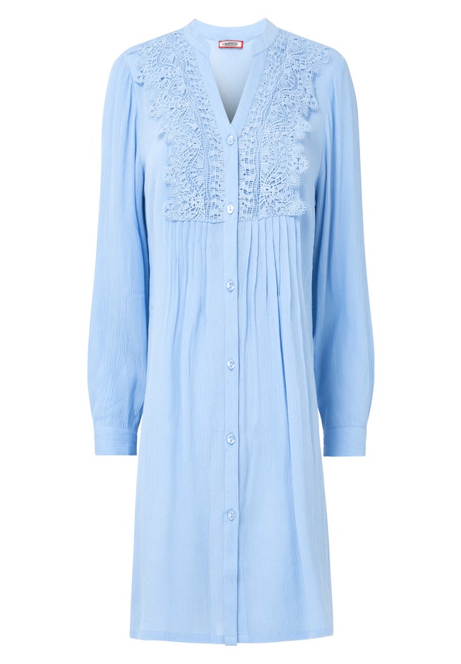 Crochet Trim Pintuck Shirt image number 2