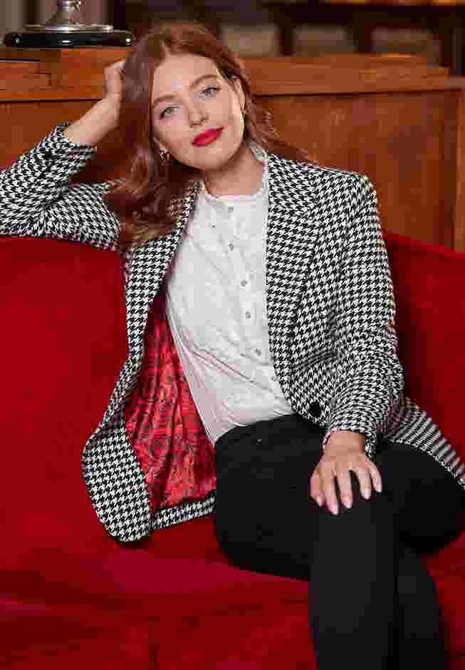 Double Breasted Notch Lapel Blazer image number 2