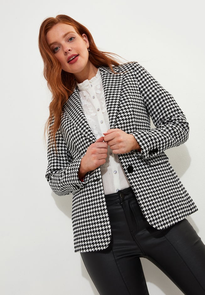 Double Breasted Notch Lapel Blazer image number 4