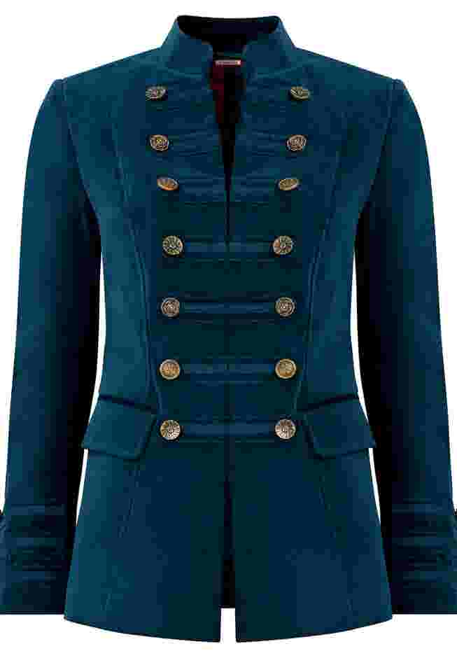 Double Breasted Faux Suede Military Jacket image number 1
