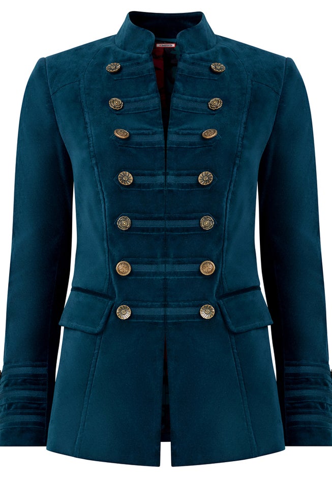 Double Breasted Faux Suede Military Jacket image number 1