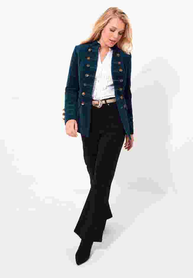 Double Breasted Faux Suede Military Jacket image number 2