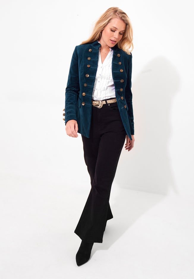 Double Breasted Faux Suede Military Jacket image number 2