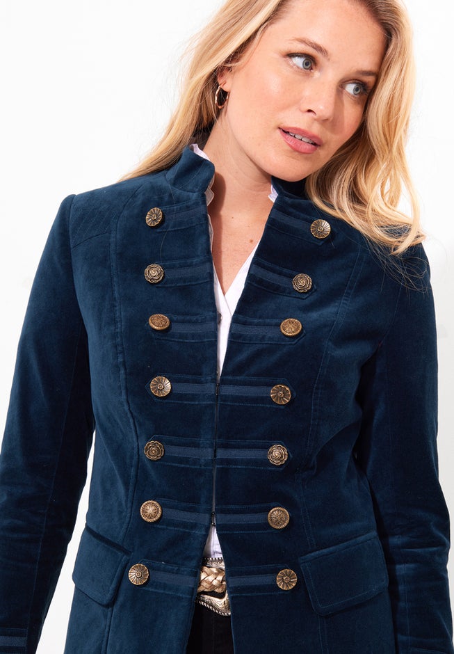 Double Breasted Faux Suede Military Jacket image number 4