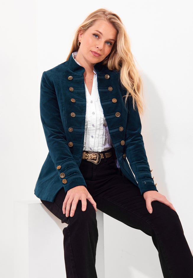 Double Breasted Faux Suede Military Jacket image number 0
