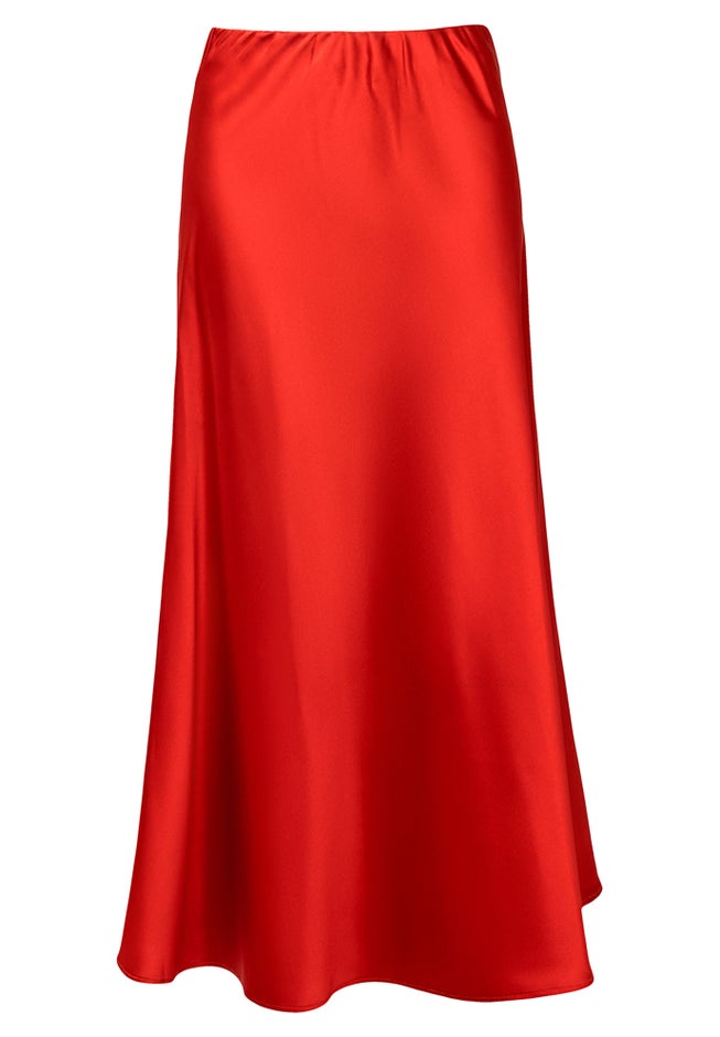 FLUTED SATIN MIDI SKIRT image number 1