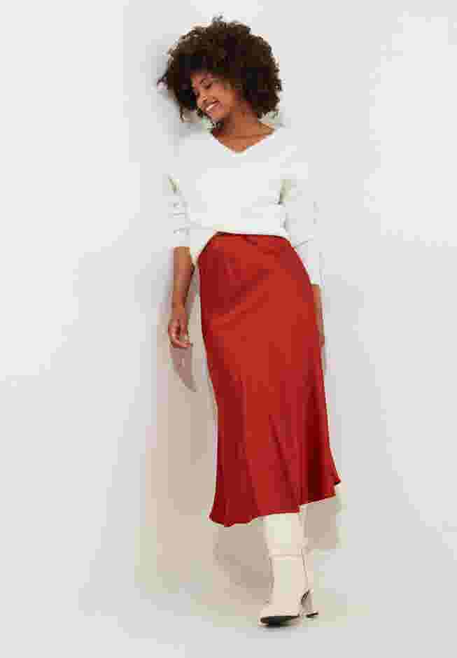 FLUTED SATIN MIDI SKIRT image number 0