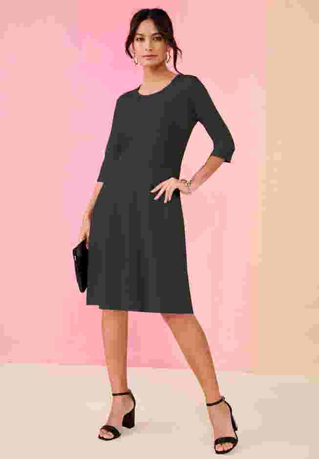 Plus Size Stretch Knit FitAndFlare Dress Roaman's