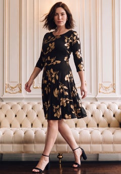 Plus Size Stretch Knit Fit-And-Flare Dress