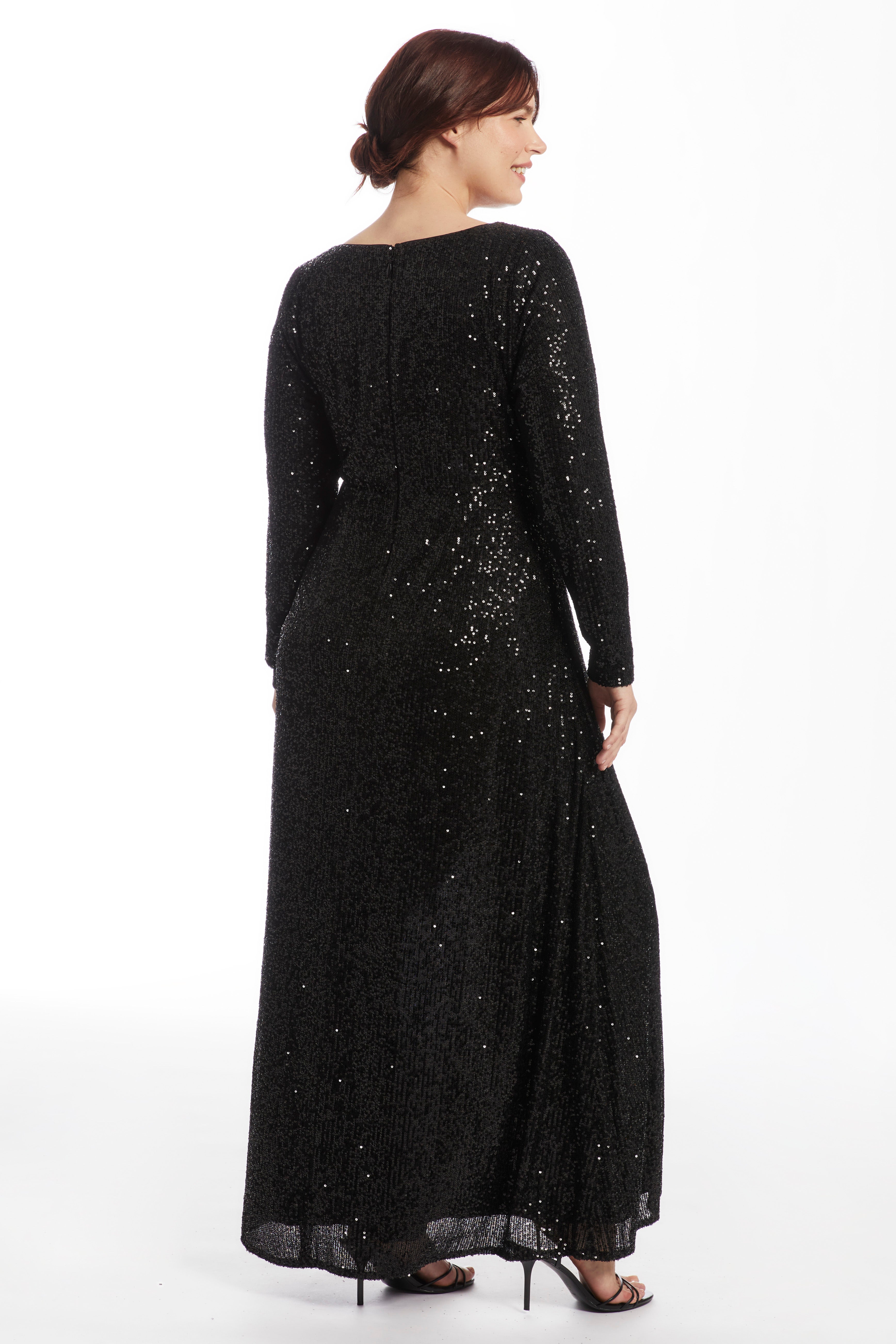 Sequin Faux Wrap Gown image number 2